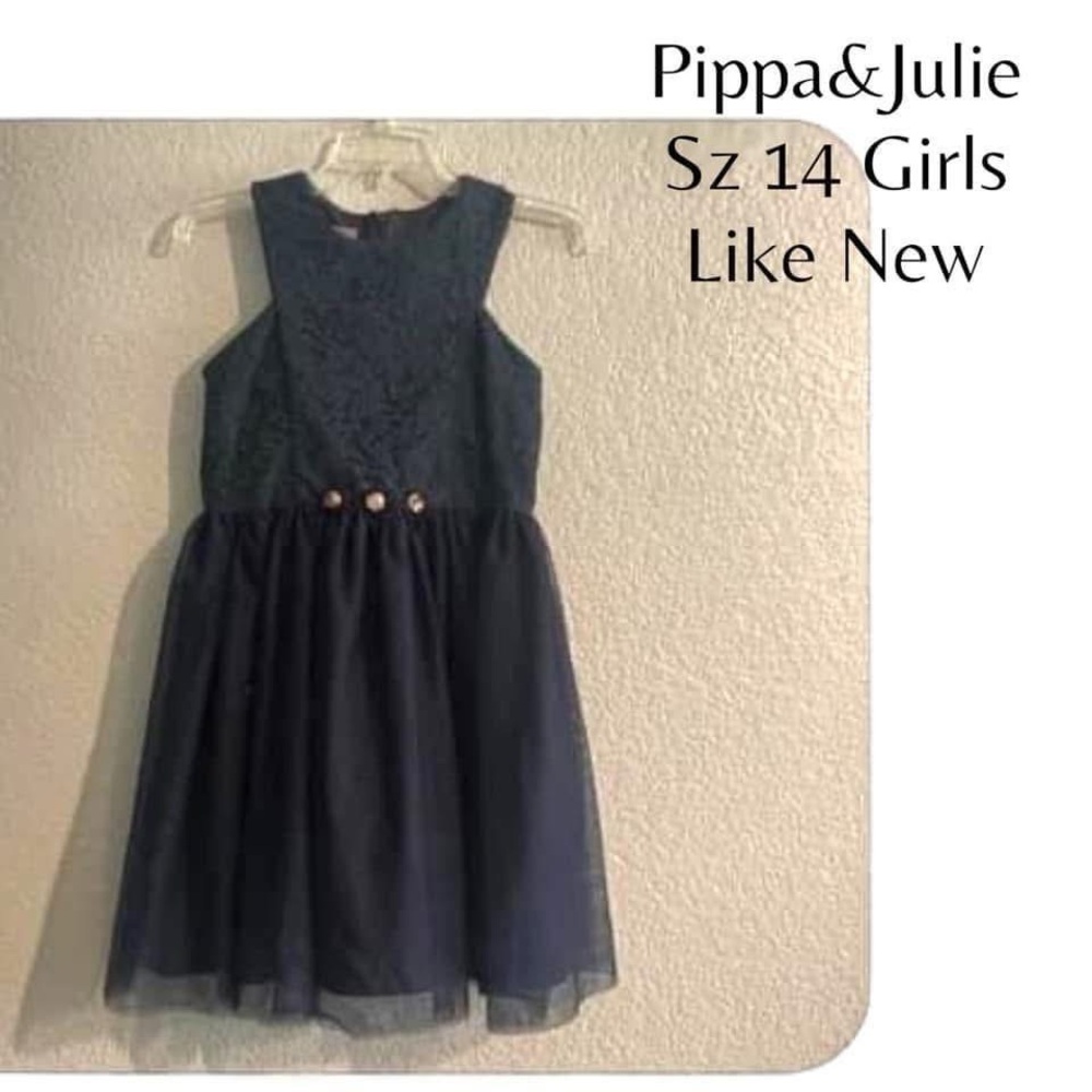 Pippa & Julie Navy Blue Girls Dress